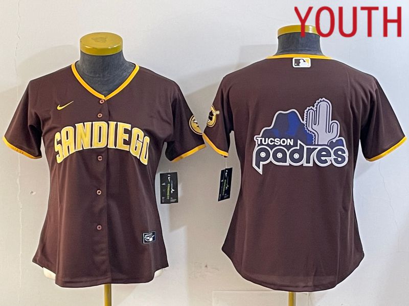 Youth San Diego Padres Blank Browm Game 2024 Nike MLB Jersey style 5->youth mlb jersey->Youth Jersey